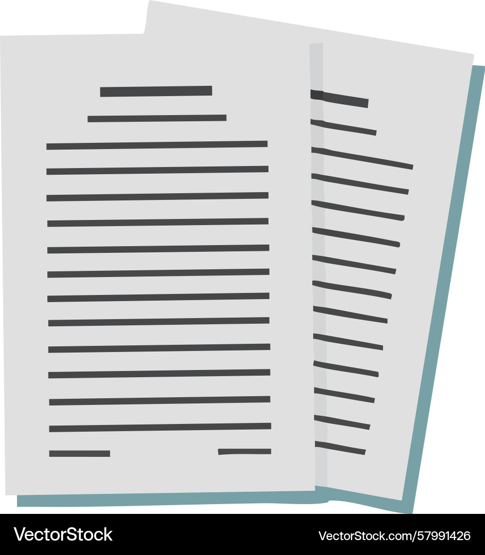 Open document pages with text lines and shadow Vector Image