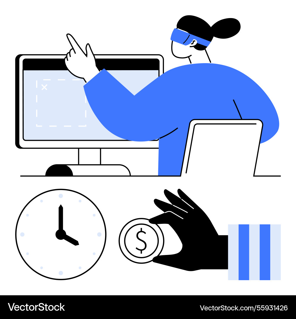 Person working on computer with digital tools Person working on computer with digital tools vector image