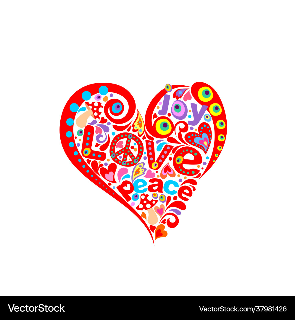 Psychedelic Heart Print Vector Image