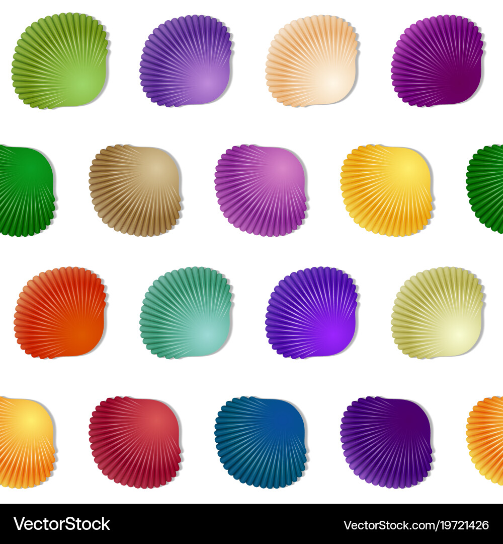 Seamless colorful seashell template background vector image