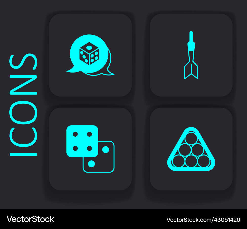 Set billiard balls in triangle game dice dart Vector Image