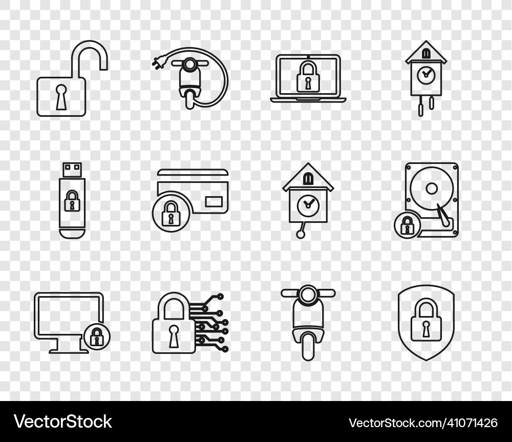 Set line lock on monitor shield security vector image