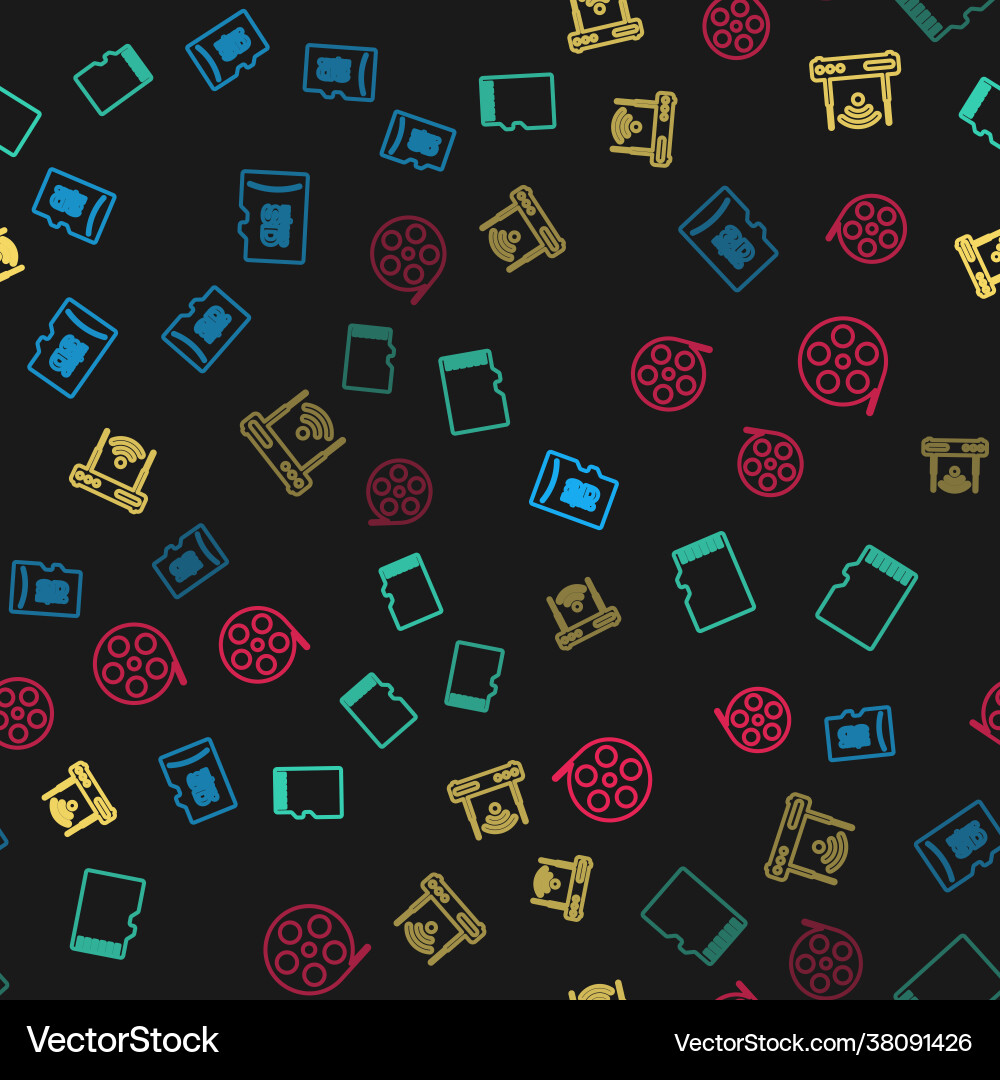 Set line micro sd memory card router and wi-fi vector image