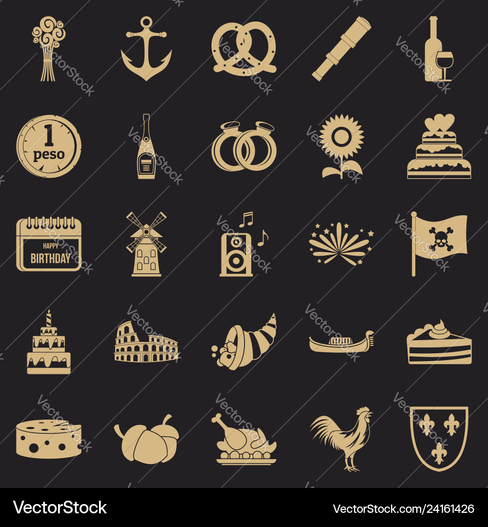 Snacks icons set simple style Snacks icons set simple style vector image