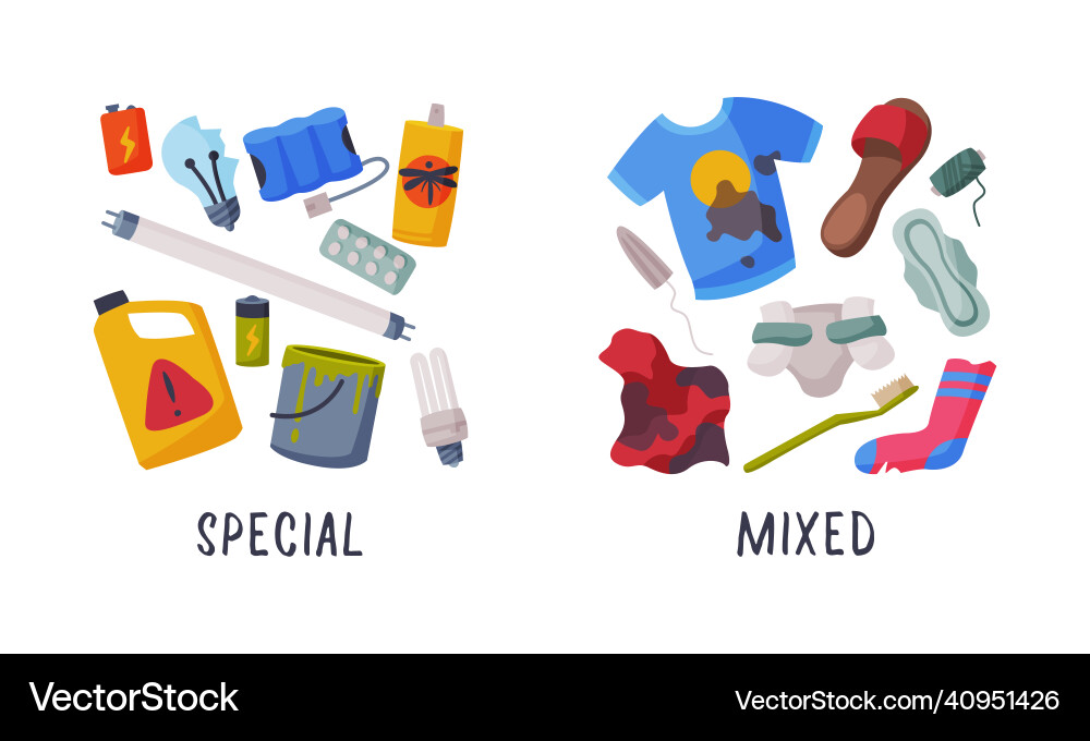 Sorting garbage with recycle trash object Sorting garbage with recycle trash object vector image