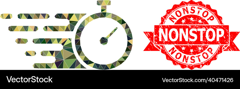 Textured nonstop seal and time tracker triangle Textured nonstop seal and time tracker triangle vector image