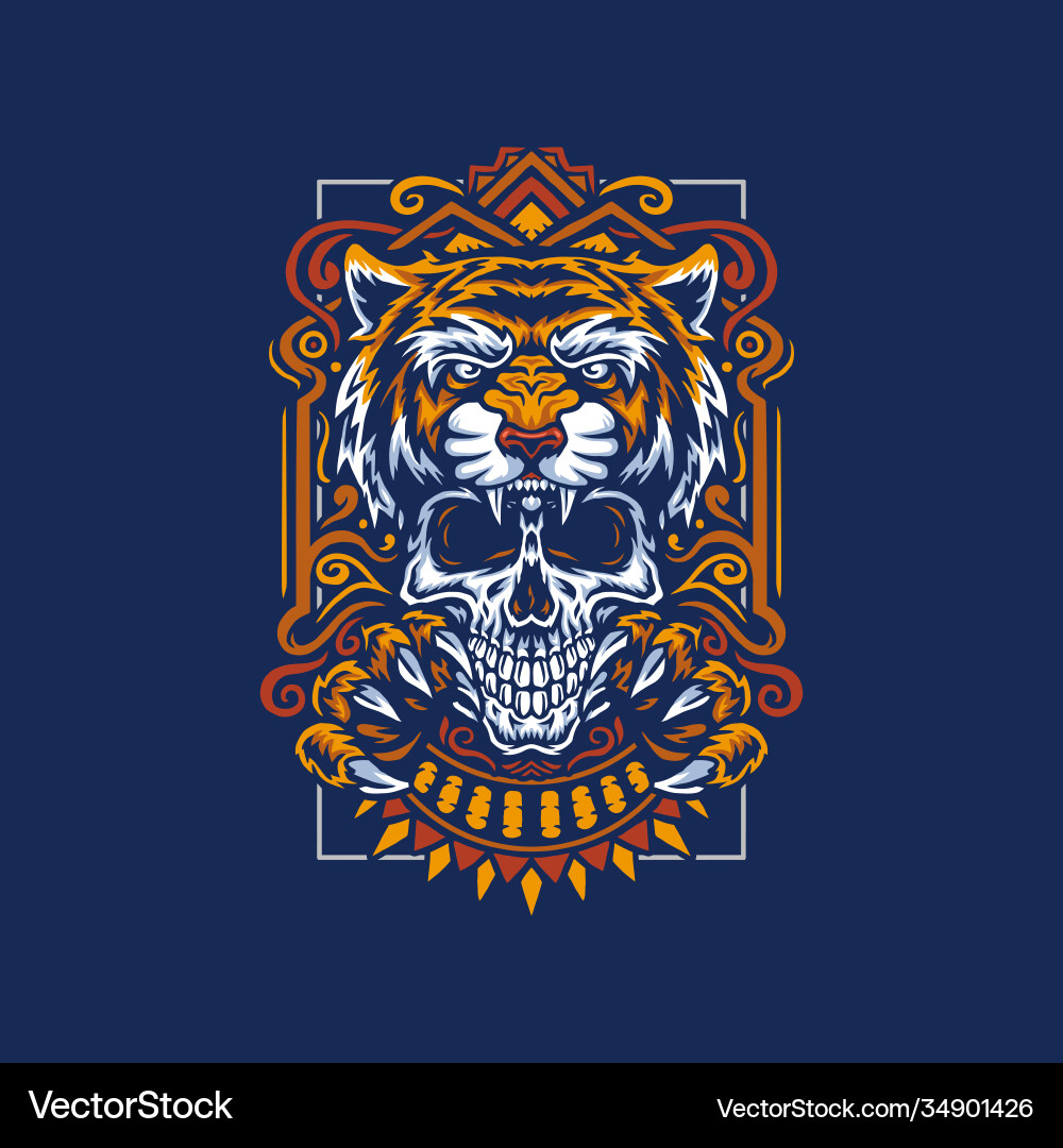 Tiger Skull - Dark Art Vector Image