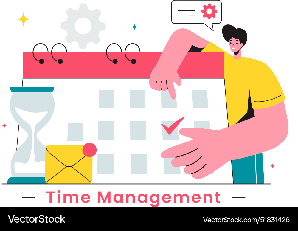Time management with clock controls and task Time management with clock controls and task vector image