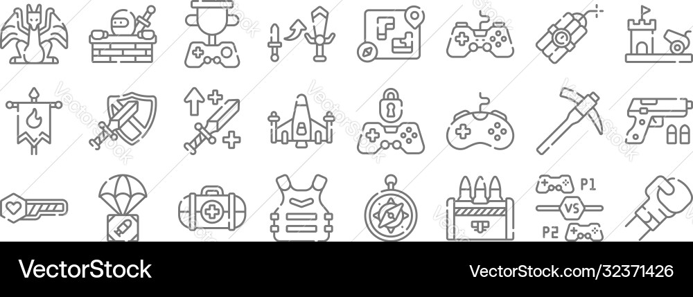 Videogame line icons linear set quality vector image