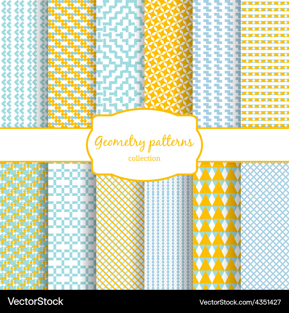Abstract geometric seamless patterns set Vector Image