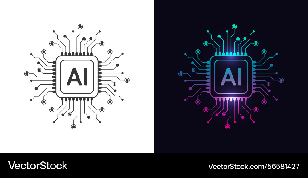 Artificial intelligence circuit line style Artificial intelligence circuit line style vector image