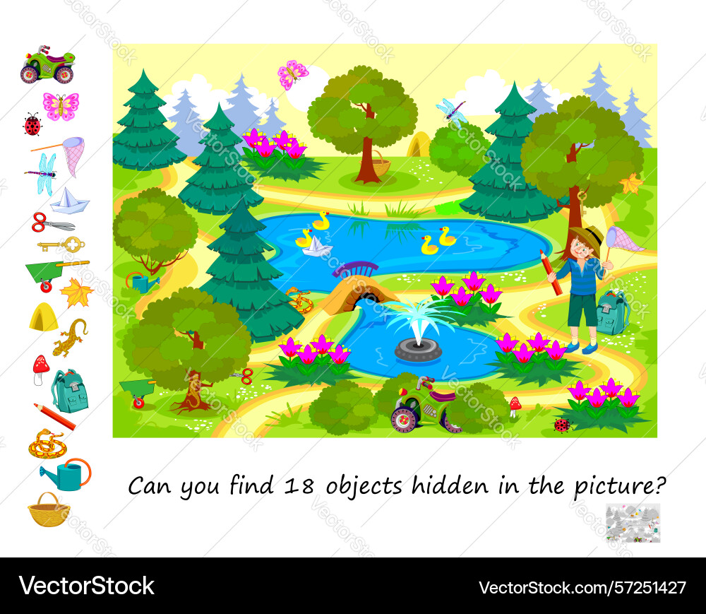 Can you find 18 objects hidden in the picture Can you find 18 objects hidden in the picture vector image