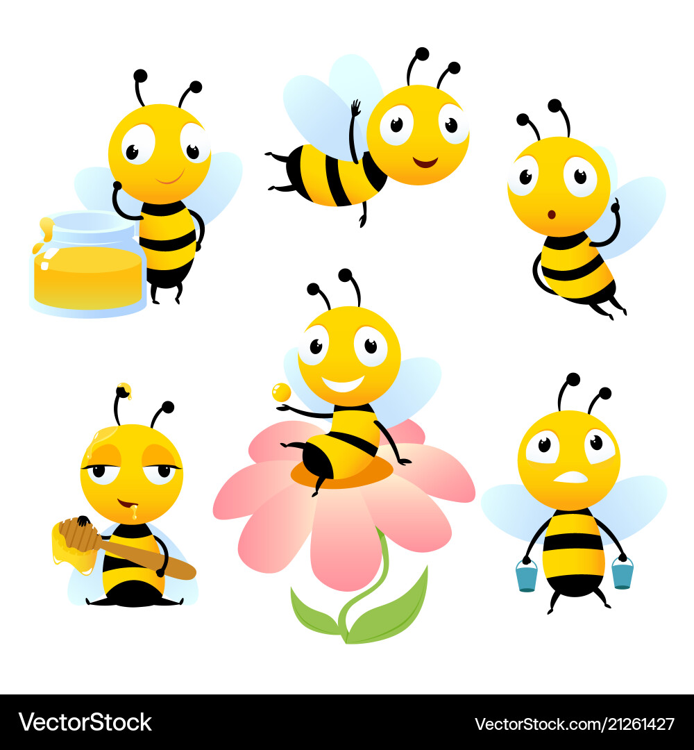 Cartoon bees funny of characters vector image