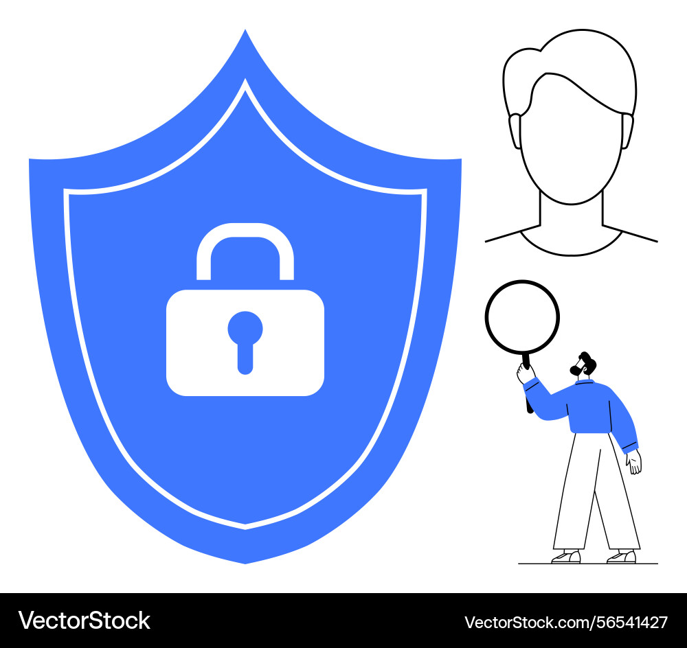 Data security and user privacy concept with shield Data security and user privacy concept with shield vector image