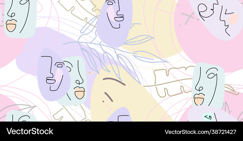 Face line pattern minimal art one drawing Face line pattern minimal art one drawing vector image