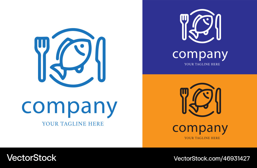 Fisch- und Löffelgabel-Logo für Restaurant geeignet Fisch- und Löffelgabel-Logo für Restaurant geeignet vektorbild