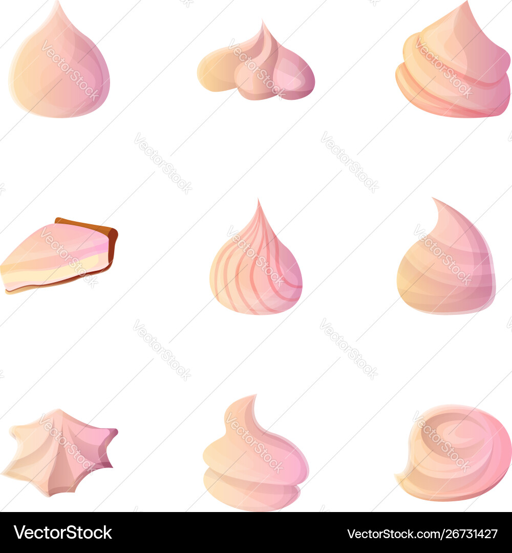 Foam meringue icon set cartoon style Foam meringue icon set cartoon style vektorbild