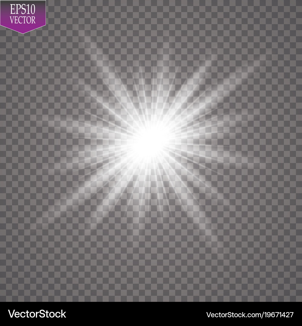 Glow light effect starburst with sparkles Vector Image