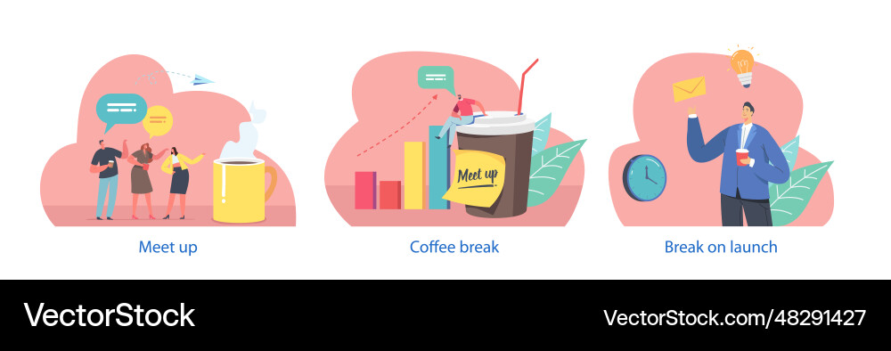 Isolated elements with characters perform meet up Isolated elements with characters perform meet up vector image