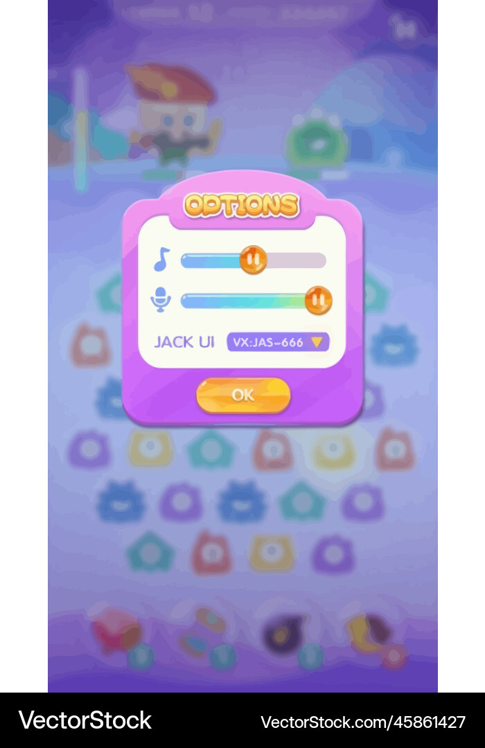 Komplettes Set von Level-Taste Spiel ui Pop-up-Symbol Vektorbild