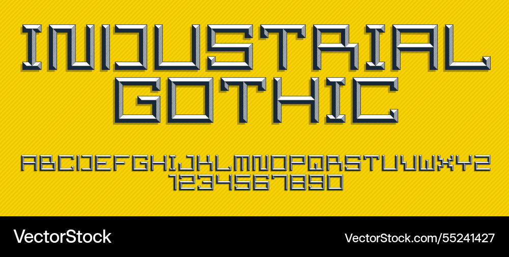 Minimal geometric cyberpunk font with facet Minimal geometric cyberpunk font with facet vector image