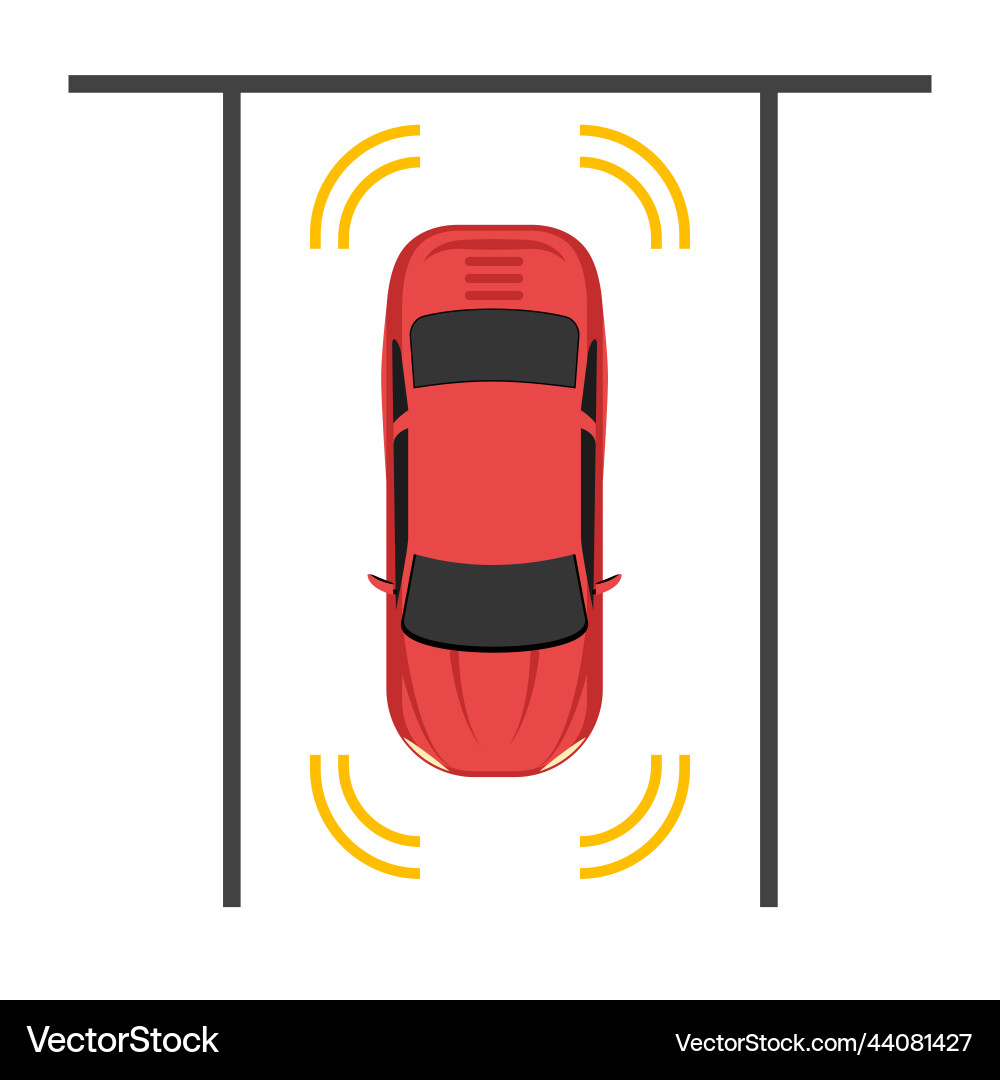 Parking smart car sensor autonomous view Vector Image