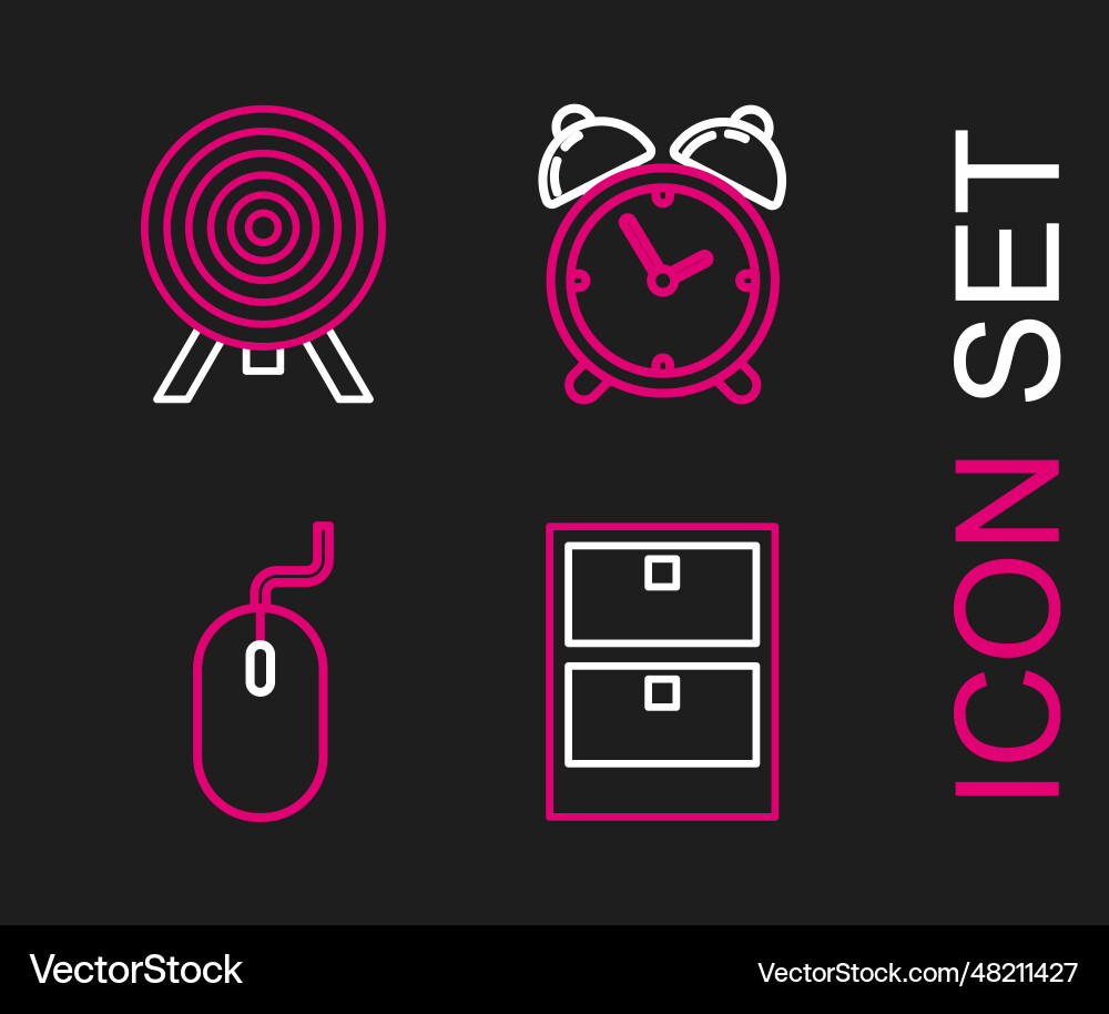 Set line archive papers drawer computer mouse Set line archive papers drawer computer mouse vector image