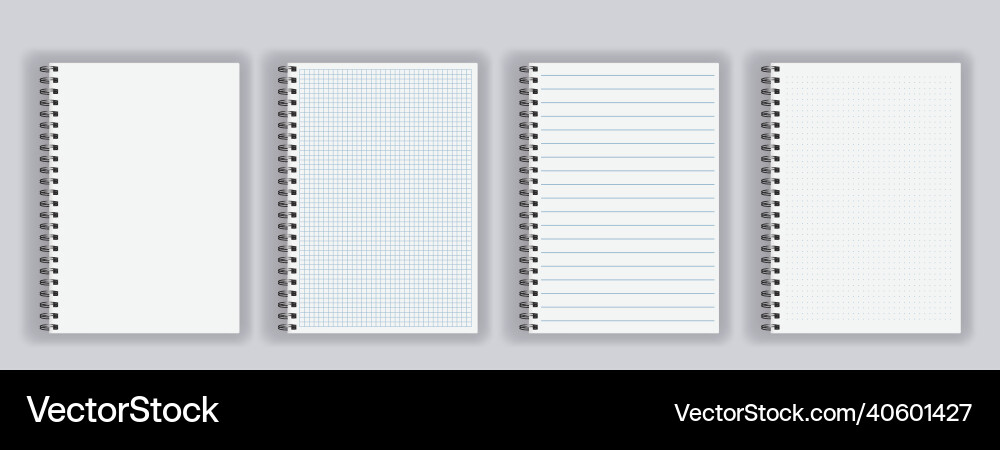 Set of blank spiral notepad notebook Set of blank spiral notepad notebook vector image
