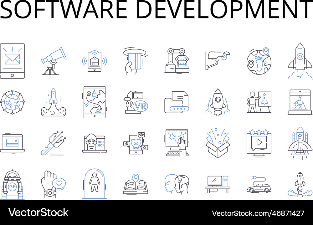 Software development line icons collection Software development line icons collection vector image