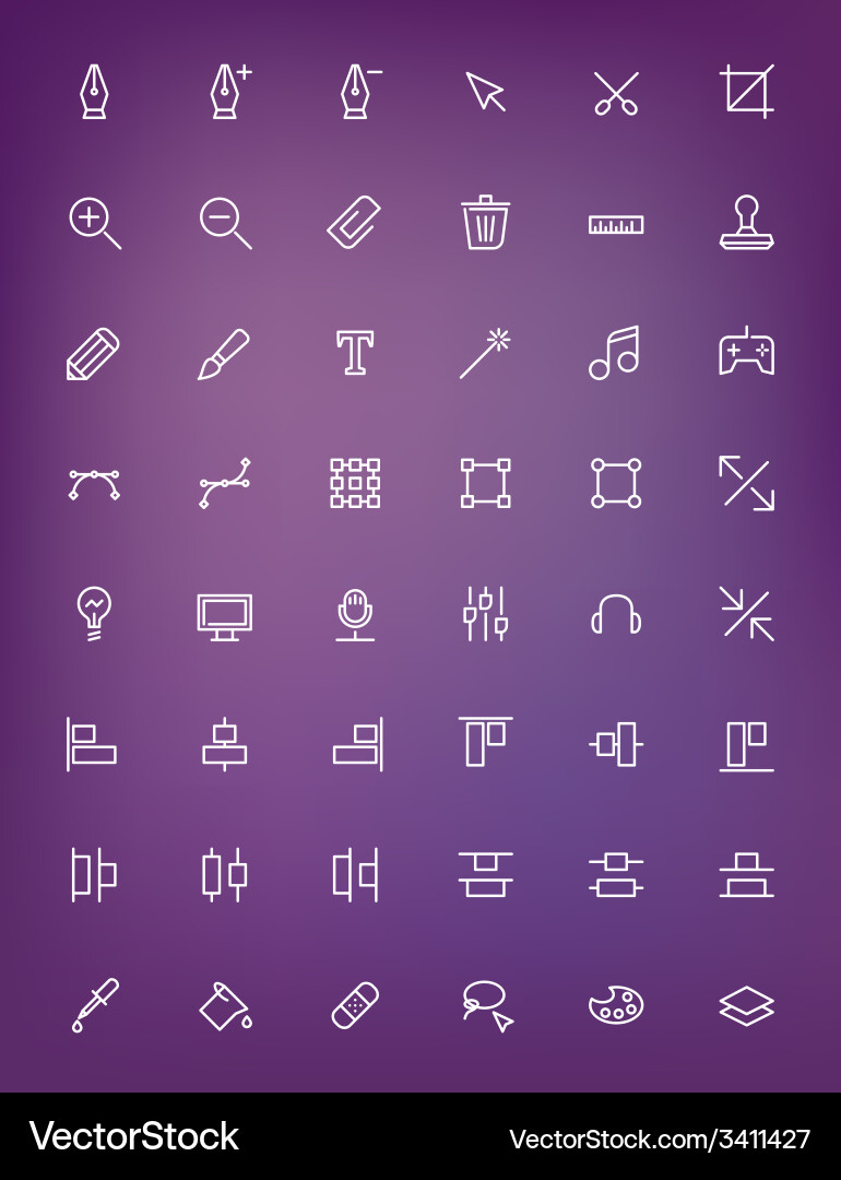 Thin line design tools icons set for web Vector Image
