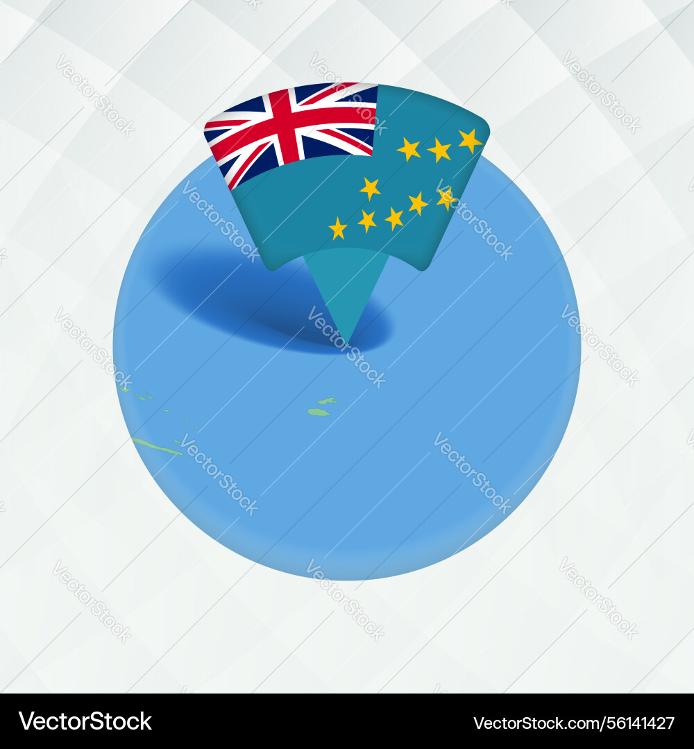 Tuvalu map highlighted with flag marker vector image