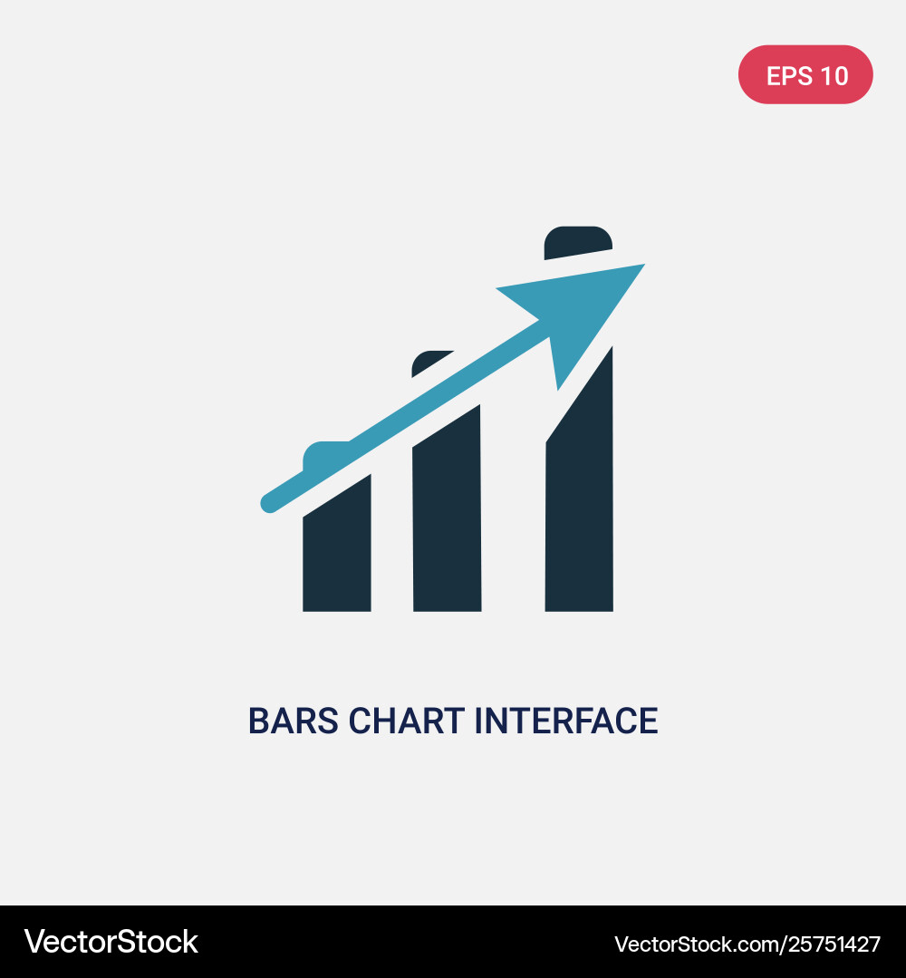 Two color bars chart interface ascending icon vector image