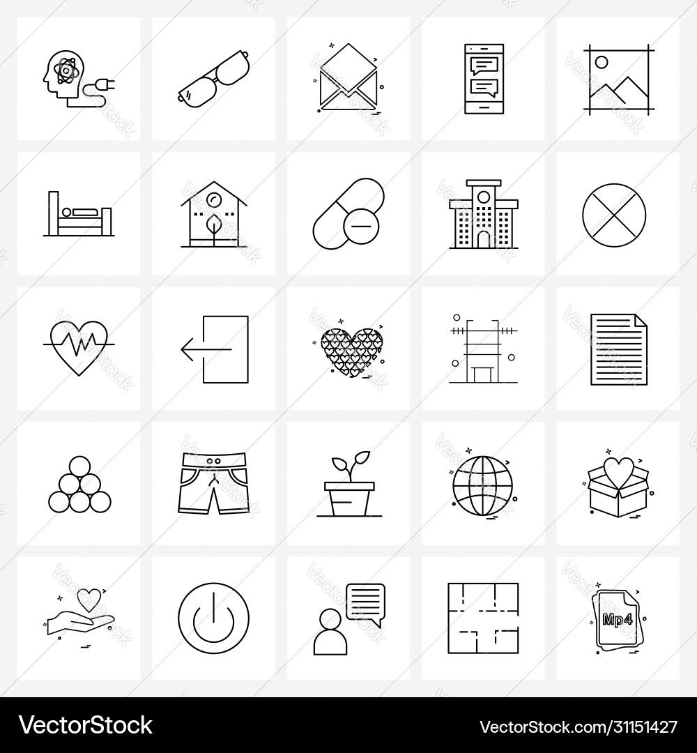 Ui set 25 basic line icons image crop Vector Image