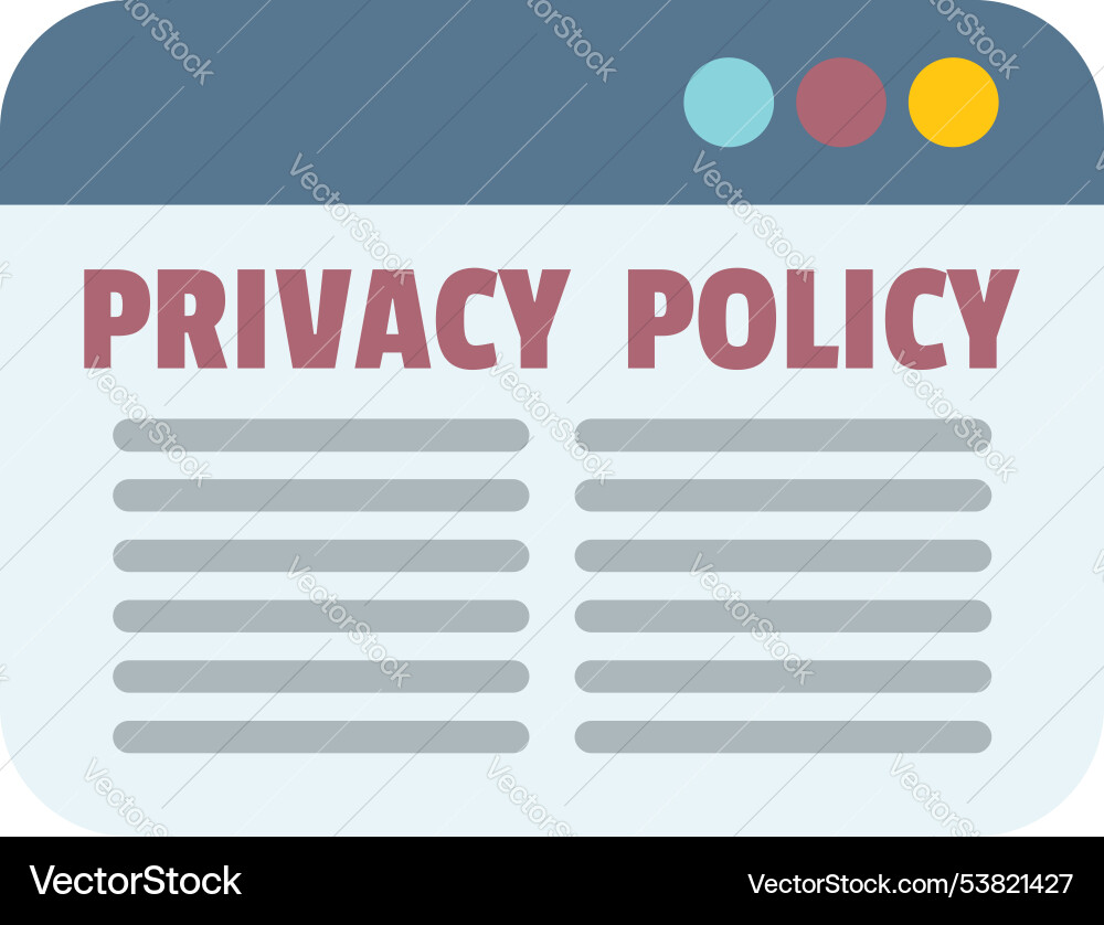 Web page showing privacy policy for website or app Web page showing privacy policy for website or app vector image