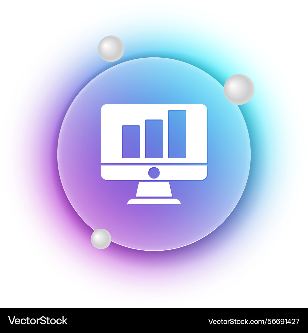 White computer monitor with graph chart icon White computer monitor with graph chart icon vector image