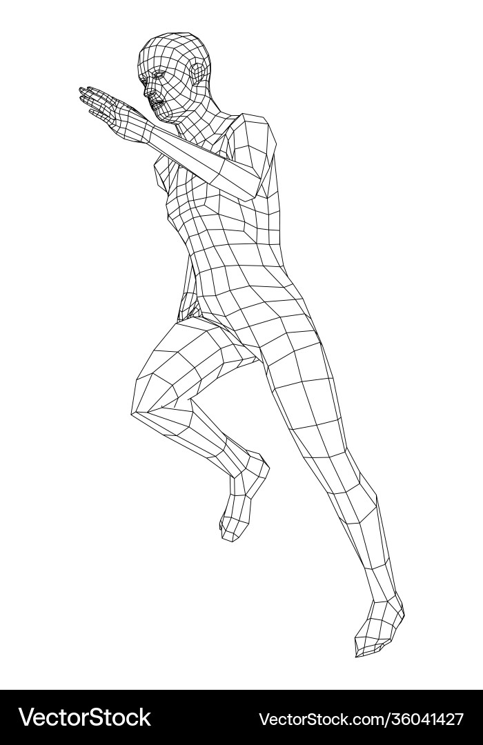 Wireframe running man vector image
