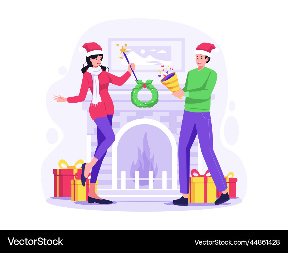 A happy couple man and woman with sparklers A happy couple man and woman with sparklers vector image