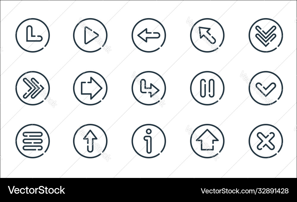 Arrow line icons linear set quality Arrow line icons linear set quality vector image
