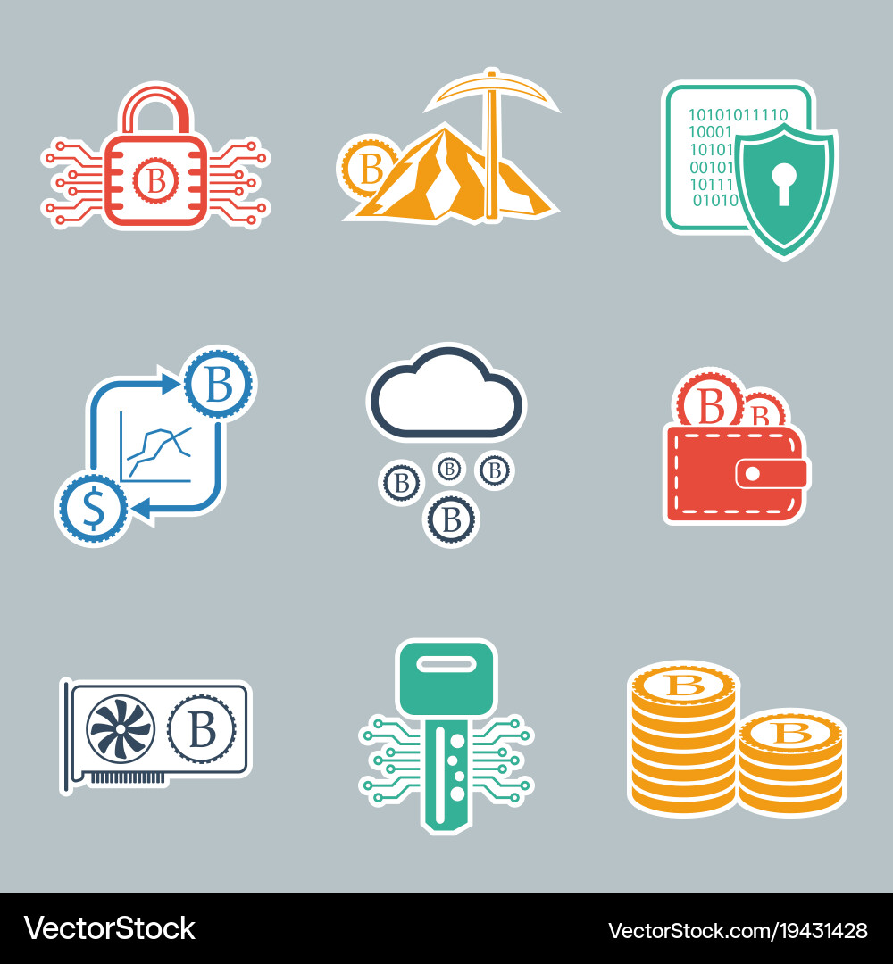 Crypto Icon Set - Bitcoin & Blockchain vector image