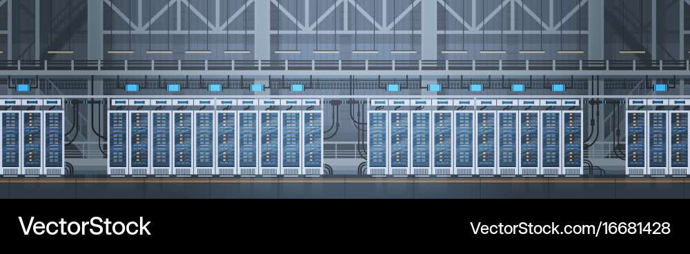Data center room hosting server computer vector image