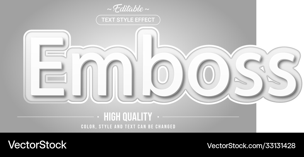 Editable text style effect - emboss theme vector image