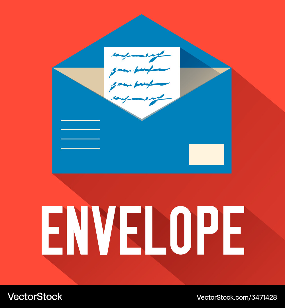 Flat open envelope design concept vector image
