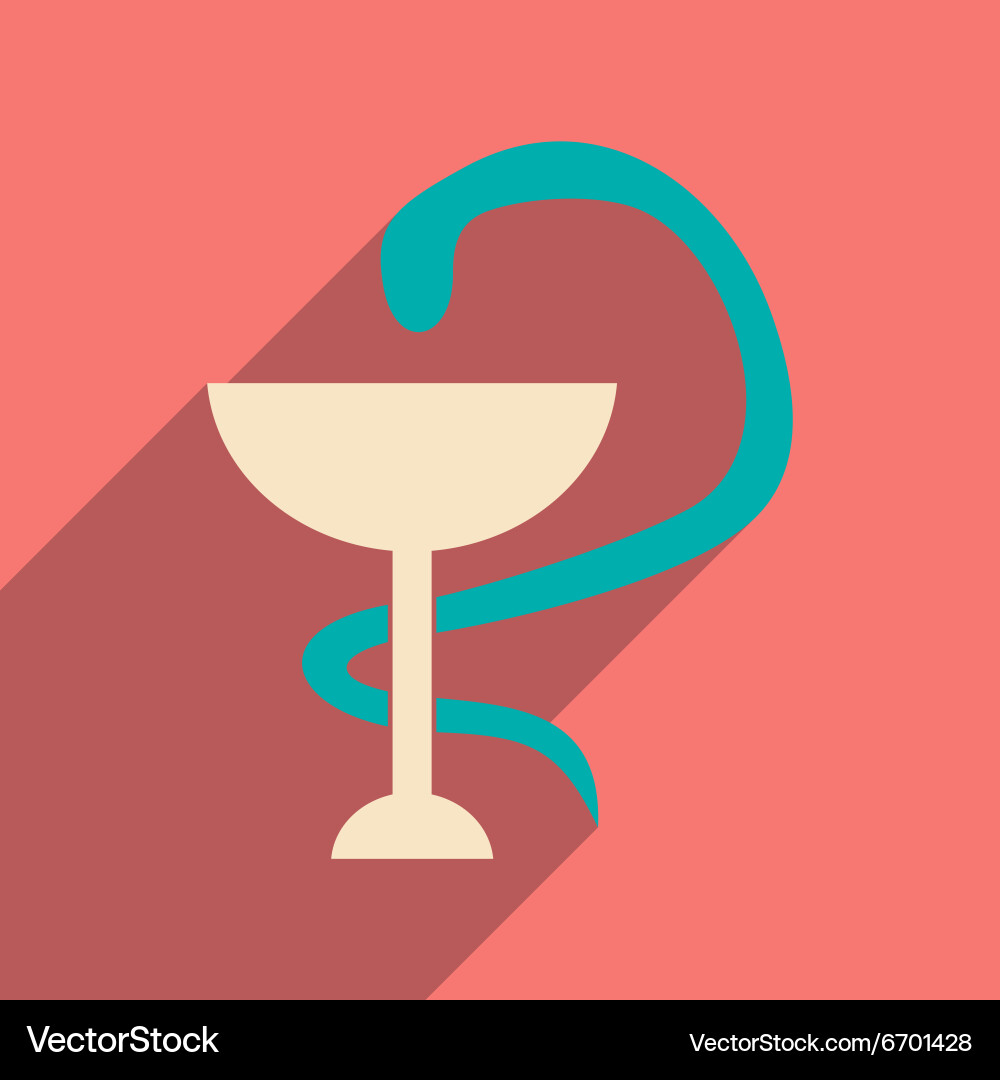 Flat with shadow icon and mobile application snake vector image