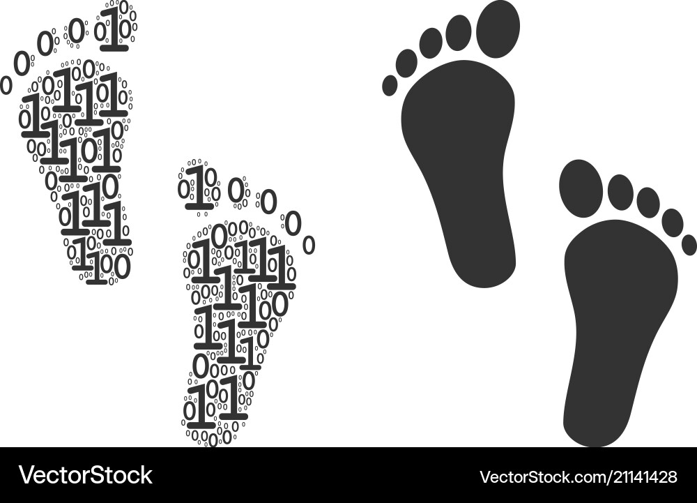 Human steps collage of binary digits Vector Image