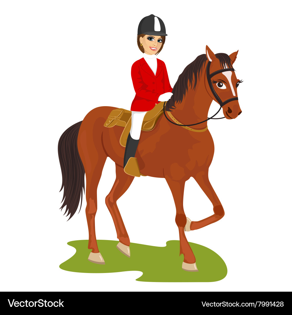 Junge Frau Reiten Vektorbild