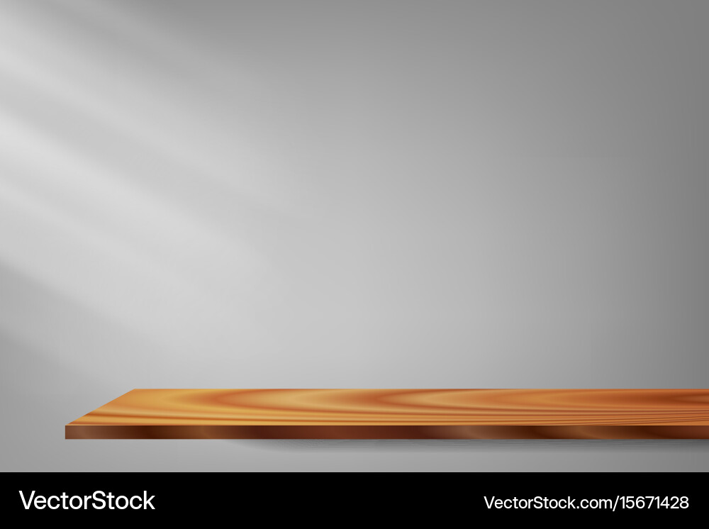 Light and shadow wood shelf gray background vector image