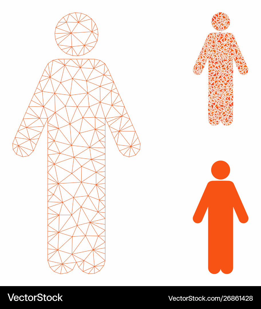 Man mesh wire frame model and triangle Man mesh wire frame model and triangle vector image