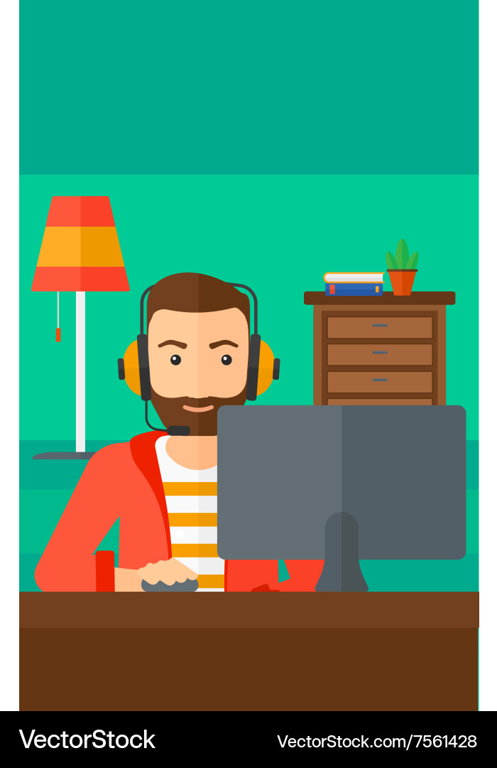 Man playing video game Vector Image