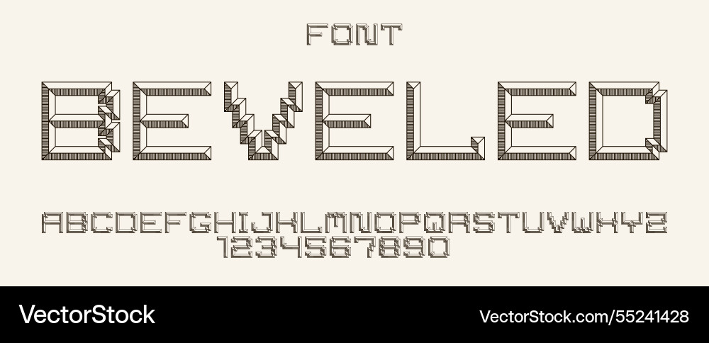 Minimal geometric cyberpunk font with facet Minimal geometric cyberpunk font with facet vector image