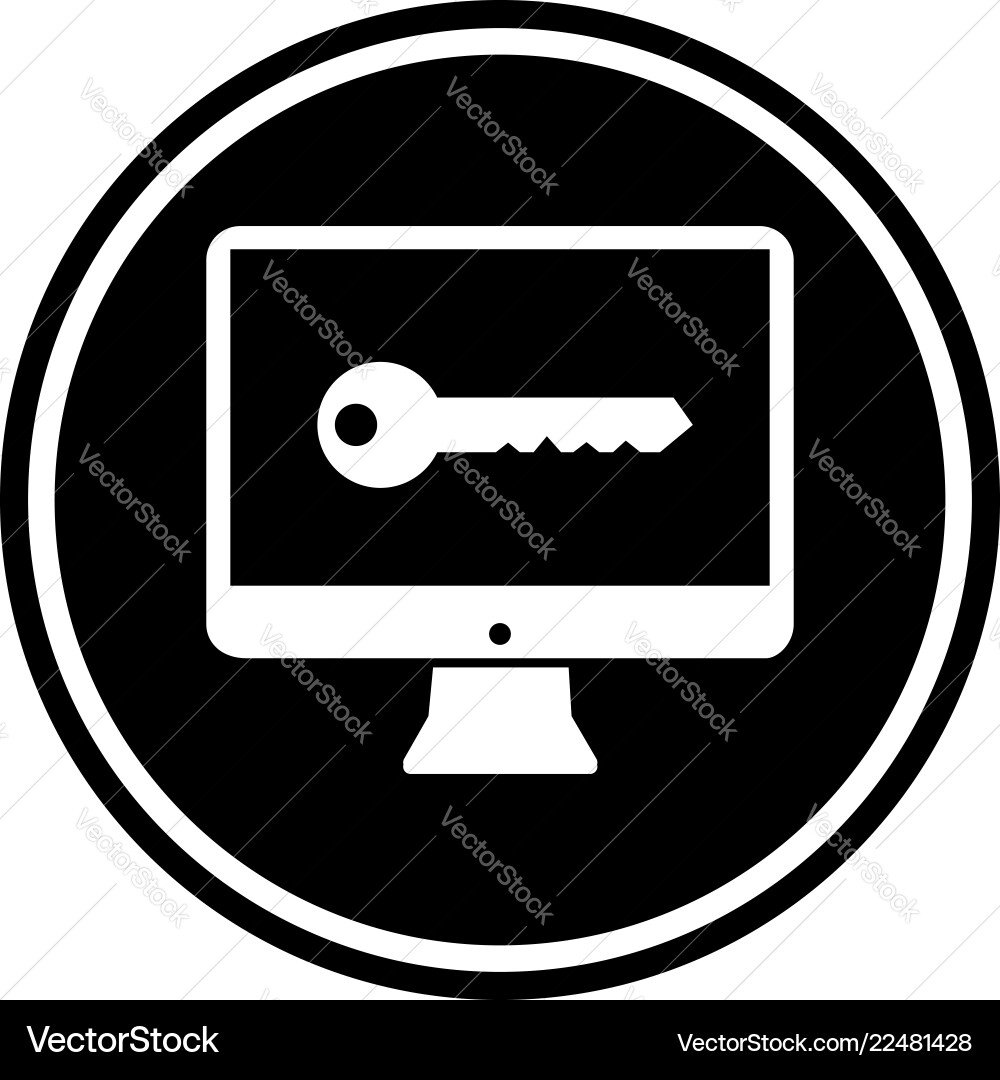Monitor and key round glyph icon computer Monitor and key round glyph icon computer Vector Image